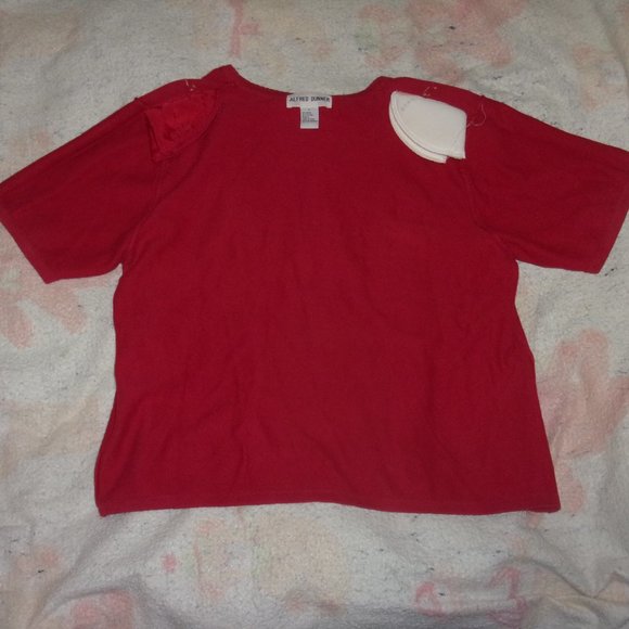 Alfred Dunner Women's Red Flower Embroidered Padded Cardigan Sweater Size Large - Picture 11 of 13